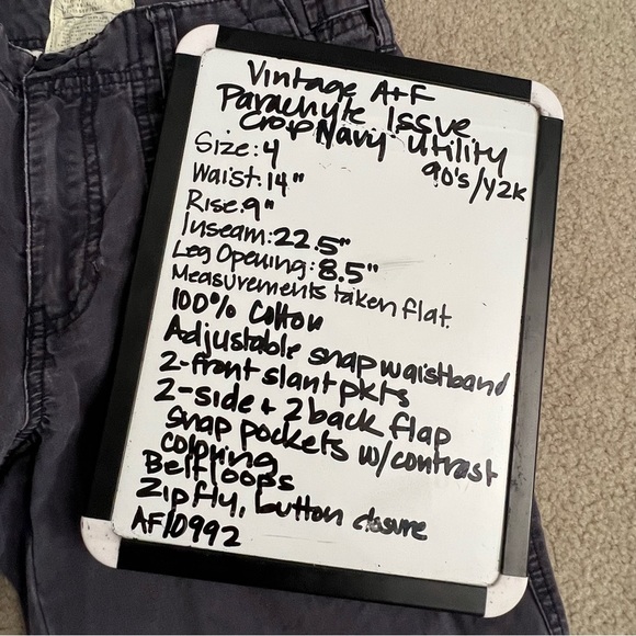 Vintage 90s Abercrombie & Fitch Paratroop Issue A92 Navy Blue Cargo Crop Pants - Picture 10 of 10